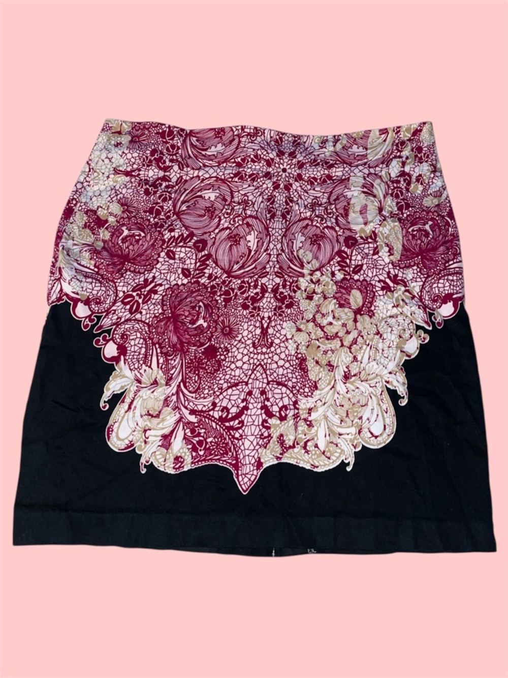 New York & Company Floral Patterned Skirt in Red and Black
